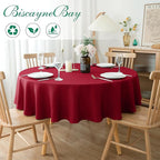 Biscaynebay 6 Pack Textured Fabric Round Tablecloths 60", Red Water Resistant Tableclothes Small Circle Folding Table Covers Linen for Dining, Kitchen, Wedding, Parties etc Machine Washable