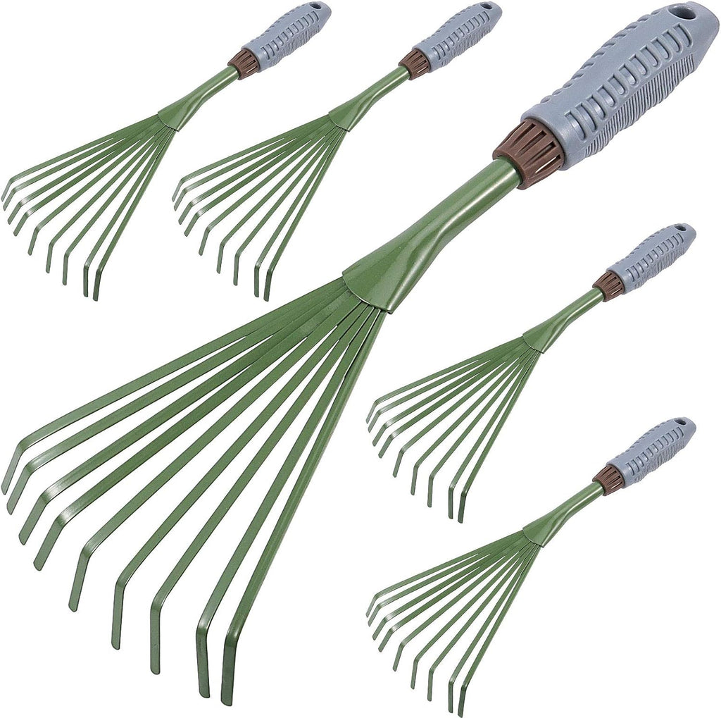 5 PCS 9 Teeth Garden Hand Rake, Small Hand Fan Rake with Non Slip Grip, Thicken Hand Rakes Garden Tool for Gardening, 15.4 x 6.3 x 1.7 Inch