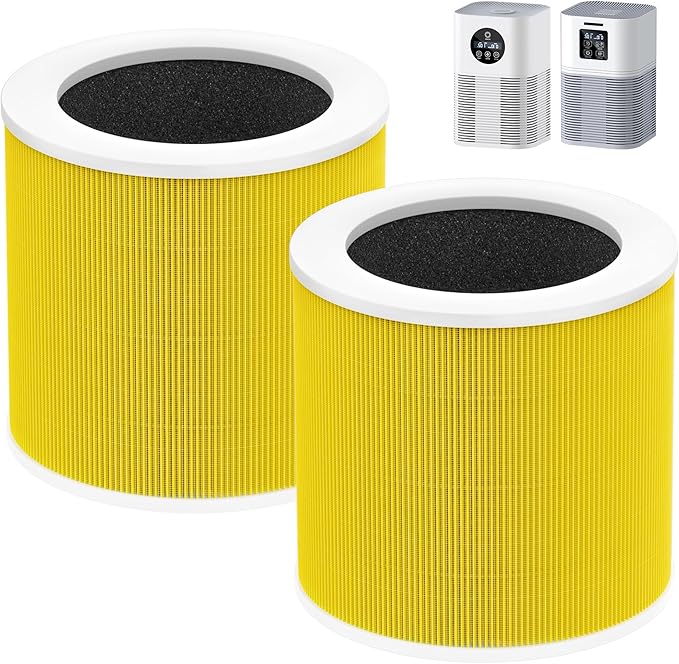 A1 Replacement Filter Compatible with VEWIOR Air Purifier A1, HQSC-50, HQKJ-80, AMEIFU AP01W, KOIOS HQKJ-50, Tailulu PUR0003/HQZZ-60, 3-in-1 H13 True HEPA Air Cleaner Filter for Pet Hair Smell 2 Pack