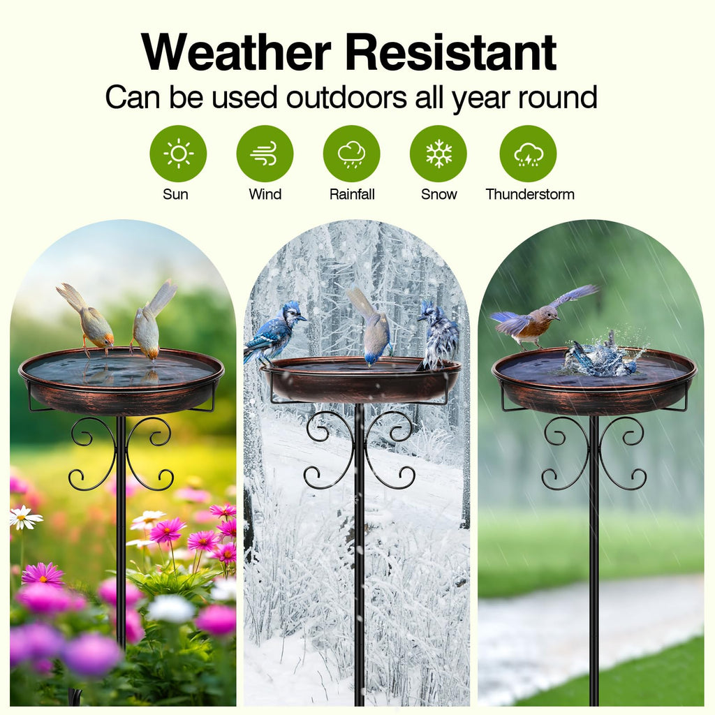 Daoeny 35In Metal Bird Bath for Outside, Vintage Freestanding Birdbaths & Birdfeeder, Bird Baths Feeder Bowl for Outdoors Garden Patio Yard Lawn Decor, Upgraded 5-Pronged Base (Antique Bronze)