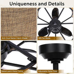 Ceiling Fans with 6-Bulb Lights and Remote, Flower Shaped Ceiling Light with 6 Adjustable Speed and for Bedroom, Kitchen and Living Room, Fabric Shade