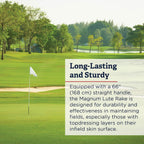 Standard Golf Magnum Lute - 36'' Reversible Flat Head Rake | Used for Golf Courses, Ball Fields, Asphalt Work Landscaping & More | 66'' Straight Handle with T Connection for Added Stability