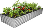DIIYIV 12x4x1.5FT Galvanized Raised Garden Bed,Vegetable Boxes-Rectangle Metal Flower Box,Large Planter Raised Beds Outdoor Garden for Planting,Fruit,Herb-Silver