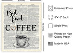 Poster Master Dictionary Art Poster - But First Coffee Print - Cafe Art - Gift for Men, Women, Coffee Lovers & Barista - Funny Decor for Kitchen, Restaurant or Dining Room - 8x10 UNFRAMED Wall Art