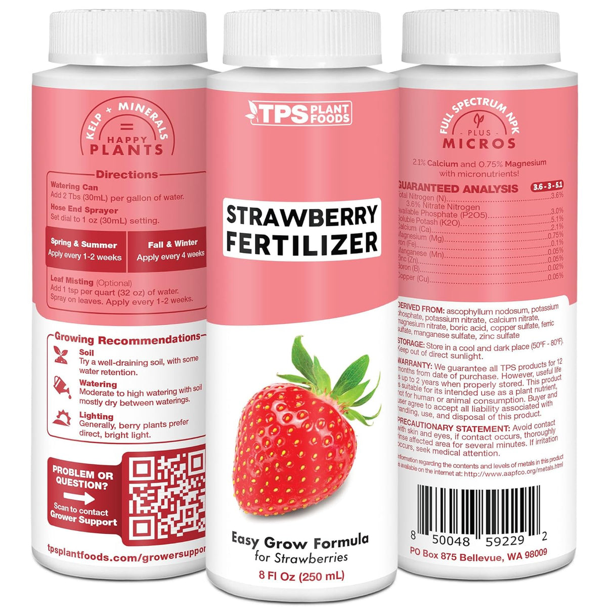Strawberry Fertilizer for Fruit and Berry Gardens, Liquid Plant Food, 1 Gallon (128 oz)