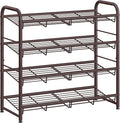 SONGMICS Stackable Shoe Rack, 4 Tier Metal Shoes Rack Storage Shelf, Holds up to 20 Pairs Shoes, Adjustable Slanted Shelves Tower Organizer for Closet Entryway Small Spaces, Bronze