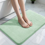 Yimobra Memory Foam Bath Mat, Super Soft Absorbent Bathroom Rug Non Slip 31.5x20 Inch, Quick Dry, Machine Washable Floor Carpet for Tub Shower, Home Decor Accessories, Pale Green