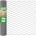16in x 50ft Craft Chicken Wire Mesh, Hexagonal Galvanized Wire Mesh for Poultry, Floral Wire Netting for Protecting Garden Plants, Vegetables, Flowers and Fruits from Dogs, Rabbits and Squirrels