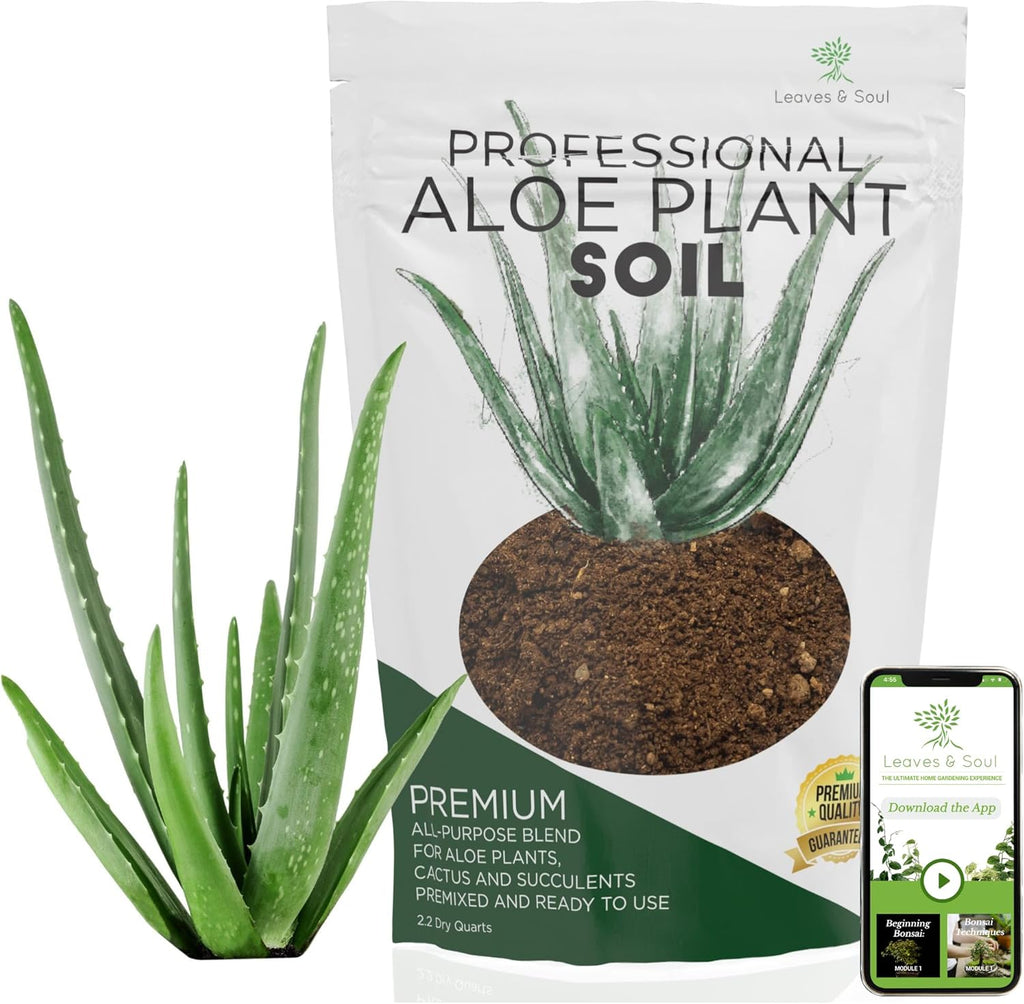 Professional Aloe Plant Soil | Premium All Purpose Blend | Large 2.2 Quarts | Ready to Use for Aloe, Cactus, Succulent Plants | Pinebark, Peat, Course Sand | Made in USA