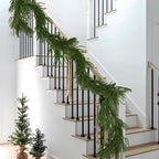 Hananona 2 Pcs 6 Ft Artificial Norfolk Pine Garlands, Real Touch Winter Pine Garland, Green Artificial Greenery Garland for Table, Mantle, Wall, Indoor, Outdoor Christmas Decorations (2, 6 FT)