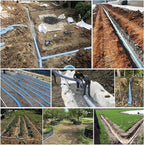 French Drain Pipe for Lawn, 2" 3" 4" 6" Corrugated Perforated Drains Pipes 3 5 12 25 50 100 Ft- Soil Infiltration Ground Water Drainage(Blue-Dia 8cm(3.1in),L 5ft)