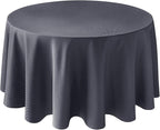 Biscaynebay Textured Fabric Round Tablecloths 90", Dark Grey Water Resistant Washable Table Cloths Circle Folding Table Covers Linen for Dining, Kitchen, Wedding, Parties, etc