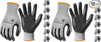 MANUSAGE Safety Gloves for Men and Women - Nitrile Work Gloves With Touchscreen Fingers and Grip - Mechanics Gloves (Size-M, Grey, 6 Pairs)