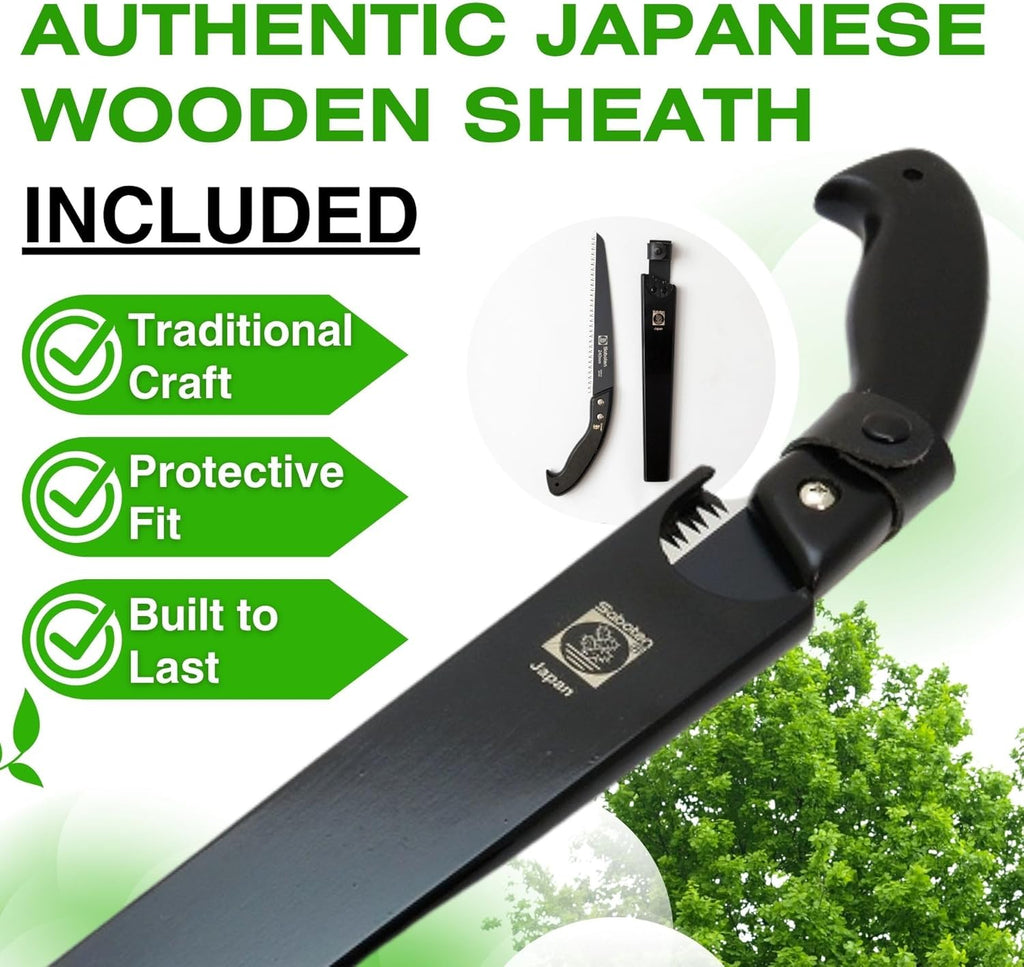 Saboten Japan 9.4" Japanese Pruning Saw – Fluorine-Coated High-Carbon Steel Blade, Traditional Wooden Handle, Precision Pull Cut Tool for Branches – forest Originals, Made in Japan
