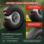 4.10/3.50-4 Tire and Wheel Flat Free,10-Inch Solid Wheel Replacement with 5/8 Extra 3/4 &1/2 Bearings,2.2" Offset Hub -Compatible with Hand Truck,Wheelbarrow,Dolly(Wave,Gray)