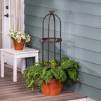 Evergreen 7 Feet Garden Metal Garden Obelisk Trellis for Climbing Plants Outdoor | Indoor Plant Trellis for Potted Plants | Floral Pattern Arch Trellis | Bronze