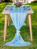 MDS Halloween Chiffon Table Runner - 10 Pack, 29 x 170 Inches, 14ft Each - Sheer Spooky Table Runners for Haunted House Parties, Trick-or-Treat Tables, Witchy Décor, Wedding & Events - Turquoise