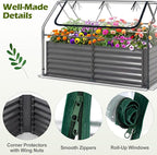 S AFSTAR 3-in-1 Raised Garden Bed with Greenhouse Cover, 6FT x 3FT x 4FT Galvanized Bottomless Planter Box Kit with Dual Roll-Up Screen Windows, Outdoor Mini Greenhouse for Vegetables (Black & Clear)