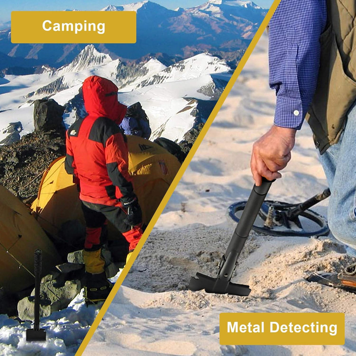 Camping Shovel, (24.21'') Survival Off Road E Tool Folding Shovel with Pickaxe, Portable Bag, High Carbon Steel, for Digging, Backpacking, Hiking, Gardening, Emergency, Outdoor