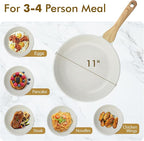 SENSARTE Nonstick Ceramic Frying Pan Skillet, 11 Inch Omelet Pan, Healthy Non Toxic Induction Compatible Egg Pan with Heat Resistant Handle, PTFE and PFAS-Free