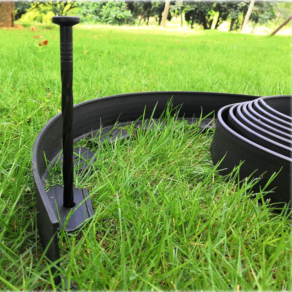 Landscape Edging,20ft Plastic Garden Edging with 20 Stakes,2 Inch Tall Lawn Edging for Lawn,Yard,Flower Gardens Edging Border (Black-20FT)