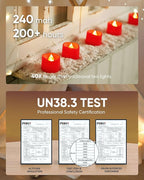 Homemory Red Tea Lights Candles Battery Operated, 200+Hour Flameless Flickering Fake Electric LED Colored Tealights Candles for Party, Wedding, Anniversary, Halloween, Christmas, 24-Pack