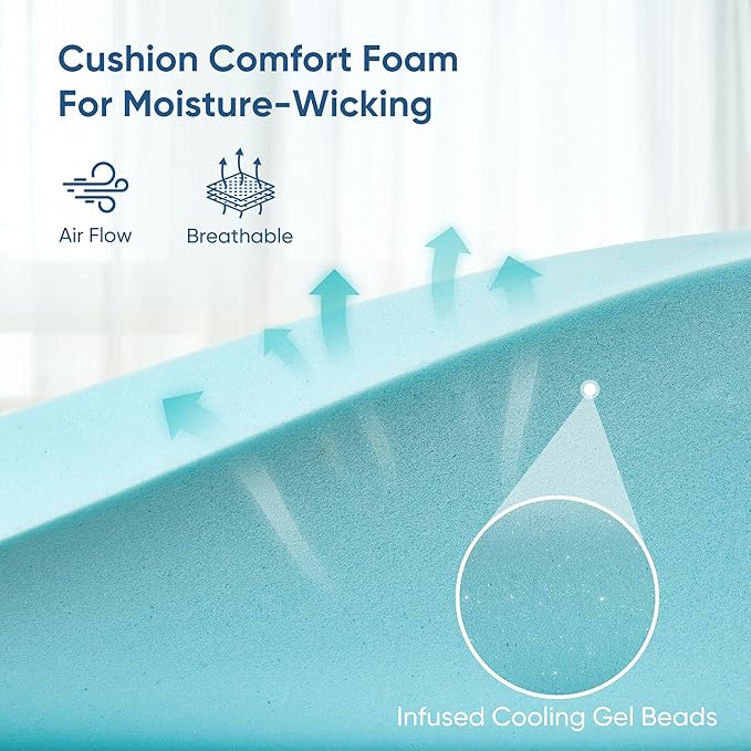 Memory Foam Mattress Topper Queen Size, 3 Inch Gel Infused Cooling Mattress Pad with Breathable Bamboo Cover, Pressure Relief & Machine Washable Bed Topper 60"x80" Black