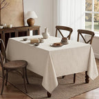 MIULEE Grayish White Linen Tablecloth 60x84 Inch Rectangle Table Cloth Waterproof,Stain Resistant & Wrinkle Resistant for Dining Party Wedding