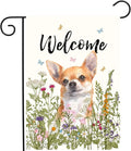 Floral Chihuahua Garden Flag Spring Summer Yard Flag Flower Dog Garden Flags for Outside Small Outdoor Welcome Flags 12x18 Double Sided