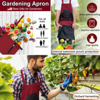 Tintsabo Gardening Apron, Harvest Apron Gardening Gifts for Men Gardening Apron with Pockets for Women, Red