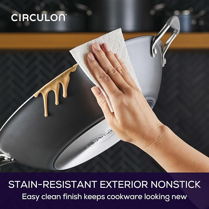 Circulon A1 Series with ScratchDefense Technology Nonstick Induction Wok with Lid, 14 Inch, Graphite