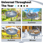 YOADEHOA Bird Bath for Outside, Garden Freestanding Birdbath & Birdfeeder with Removable Bowl, Bird Baths Feeder for Outdoors Garden Patio Yard Lawn Decor, 5-Pronged Base & Easy to Clean(Grey)