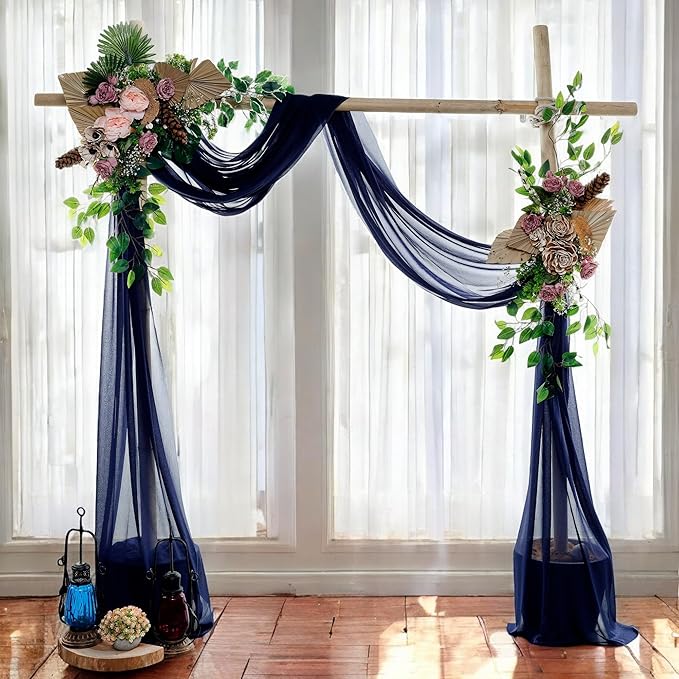 MDS Halloween Chiffon Draping Fabric - 1 Panel, 30" Wide x 100ft Long - Sheer Spooky Arbor & Canopy Drapery for Haunted House Backdrops, Party Ceilings, DIY Costumes & Themed Events - Navy Blue