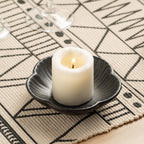 Ceramic Pillar Candle Holder, Incense & Tealight Tray, Black | Ceramic pillar candle holder for tealights, incense, and palo santo. Easy to clean. Ideal for home decor and aromatherapy.
