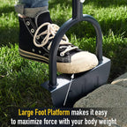 Half Moon Edger Lawn Tool, Manual Step Edger Saw Tooth Garden Hand Edging Shovel with Steel Long Handle for Yard Landscaping Borders Sidewalk Driveways Cable Burying Maintenance Flower Beds Grass