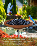 Bird Baths for Outdoors Heavy Duty, 38.5 in Detachable Birdbaths for The Garden Clearance, Bird Bath Bowl Spa & Birdfeeder with Metal Stake Stand for Outdoors Garden, Circle Style (Brown)