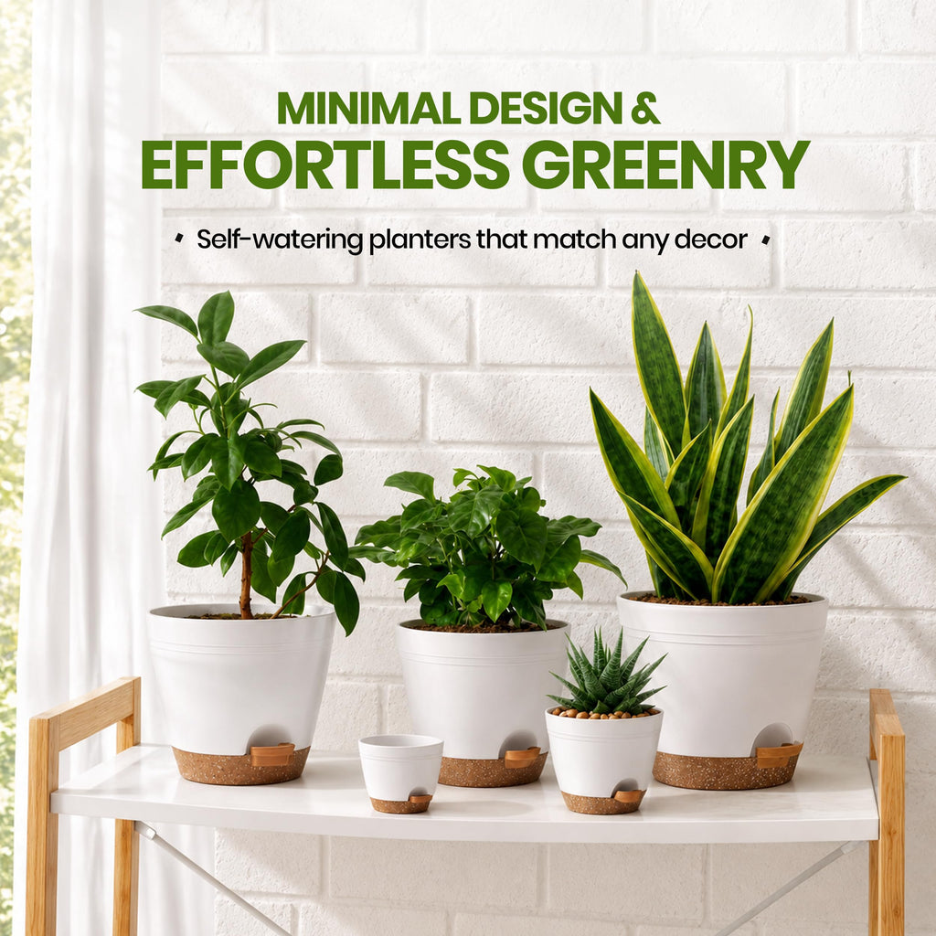 Utopia Home Self Watering Pots for Indoor Plants 6.8"/6.4"/5.9"/5.5"/4.9", Planters for Indoor Plants, Multi-Size Flowerpot, Set of 10 Plant Pots with Drainage & Reservoir (White)