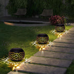 Solar Lanterns Waterproof Outdoor - 2 Pack Hollow Out Retro Metal Solar Lights, Unique Gardening Gifts for Women Mom, Outside Garden Yard Porch Lawn Indoor Tabletop Decorations