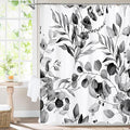 MitoVilla Black Spring Floral Shower Curtain, Modern Plants Botanical Fabric Cloth Shower Curtains for Chic Elegant Bathroom Decor, Summer Watercolor Eucalyptus Leaf, 72x72