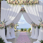 10ft x 15ft White Wrinkle Free Backdrop Curtains for Parties,Silky Polyester Fabric Wedding Ceiling Drapes, 2 Panels 15ft Photo Back Drop Drapes for Baby Shower Photography Stage Background Cloth