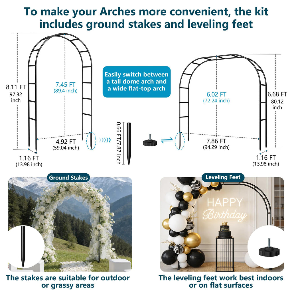 Fecita Thickened Rustproof Garden Arch Metal Trellis for Climbing Plants