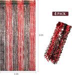 4 Pack 3.3x6.6 ft Red and Black Foil Fringe Backdrop Curtains - Wavy Tinsel Streamers Birthday Birthay Decorations, Fringe Backdrop for Graduation, Xmas, Disco Party