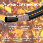 Giraffe Tools Garden Hose 50ft x 5/8", Water Hose Heavy Duty, Flexible, Lightweight Hybrid Hose with Swivel Handle, Male to Female Fittings, Burst 600 PSI