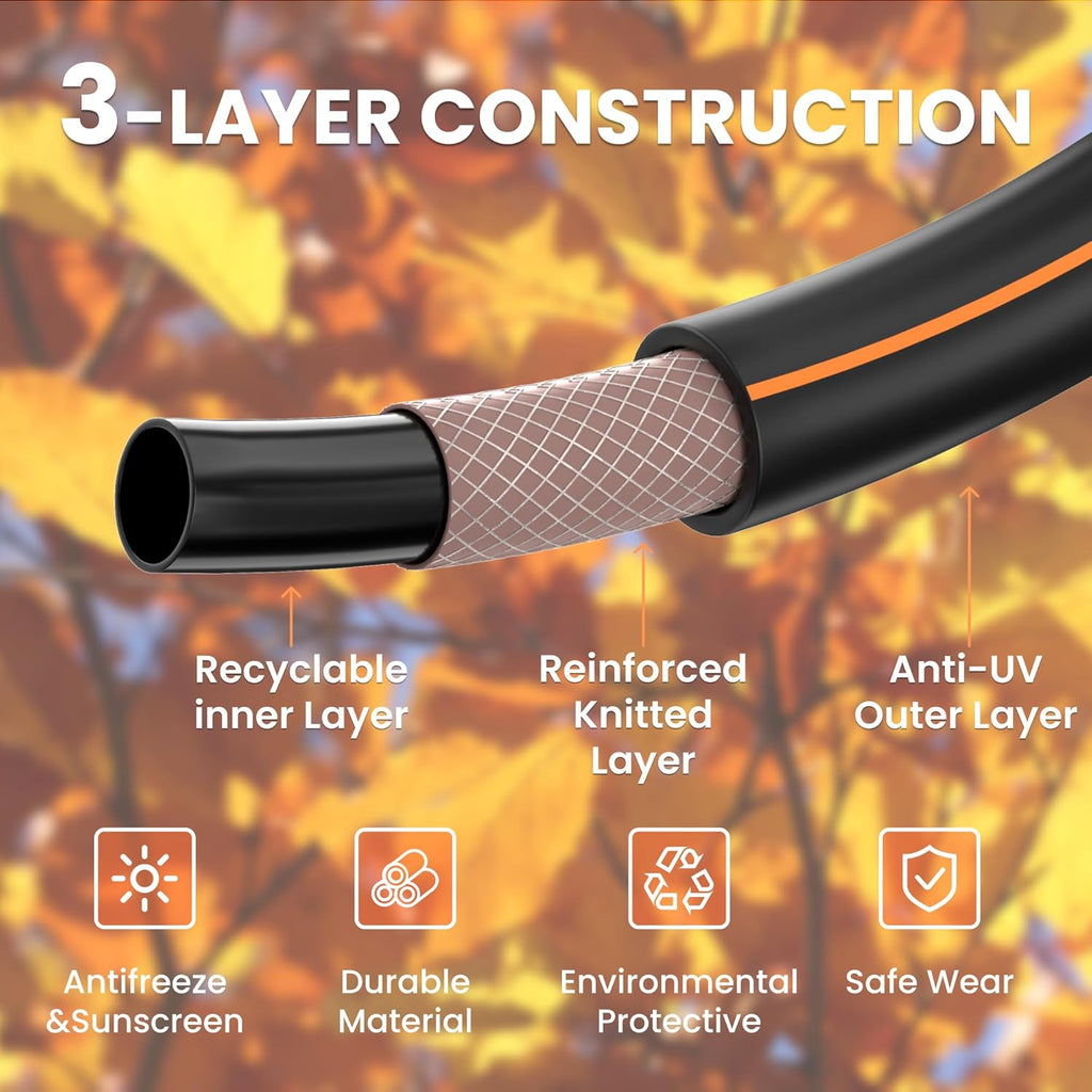 Giraffe Tools Garden Hose 75ft x 5/8", Water Hose Heavy Duty, Flexible, Lightweight Hybrid Hose with Swivel Handle, Male to Female Fittings, Burst 600 PSI