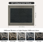 OJIA Easy Jute Outdoor Rug 8x10, Large Patio Rug Washable Area Rugs for Living Room Farmhouse Indoor Outdoor Carpet Striped Border Modern Non-Slip Black Rug for Bedroom Backyard Office Decor