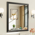 36x30 Inch Black Bathroom Mirror for Wall, Thick Metal Framed Rectangle Mirrors for Over Sink, Bedroom, Living Room, Entryway, Anti-Rust, HD Tempered Glass