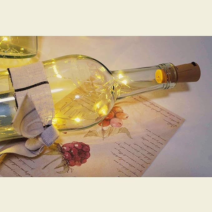 12 Pack 20 LED Wine Bottle Cork Lights, Fairy Mini String Lights Copper Wire, Battery Operated Starry Lights for DIY, Christmas, Halloween, Wedding, Party, Indoor&Outdoor (12 Pack, Multi White)
