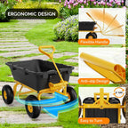 VINGLI Heavy Duty Dump Cart Wagon, 770LBS Quick-Release Dump Poly Wheelbarrow, 10in All-Terrain Pneumatic Tires Garden Wagon for Garden, Yard, Beach