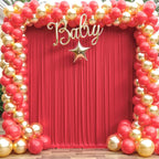 50ft x 15ft Red Wrinkle Free Backdrop Curtains for Parties,Silky Polyester Fabric Wedding Ceiling Drapes, 10 Panels 15ft Photo Back Drop Drapes for Baby Shower Photography Stage Background Cloth