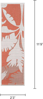 Couristan Monaco Indoor Outdoor Area Rug – Coastal Flora 2'3" x 11'9" Runner in Ivory Orange – Flatwoven, Hose Washable, Pet Friendly Rug for Patio, Porch and Home Decor